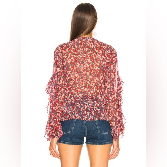 Nicholas Blossom Ruffle Blouse in Red - Picture 5 of 16